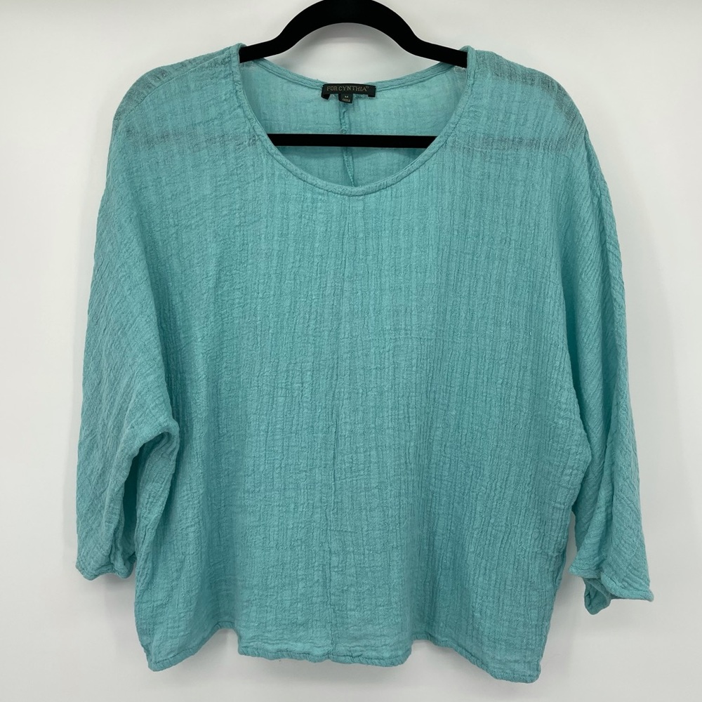 For Cynthia Cynthia Rowley Linen Blend 3/4 Sleeve Tunic Blouse